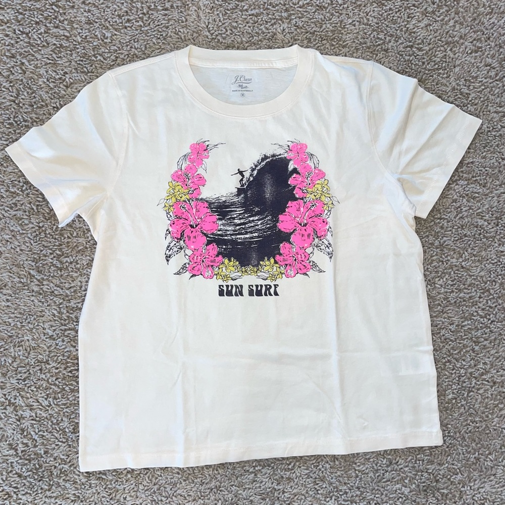 J Crew Broken-in Jersey "Sun Surf" Graphic T-Shirt Size Medium